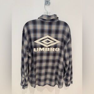 Umbro Plaid Button-Down Shirt in Gray